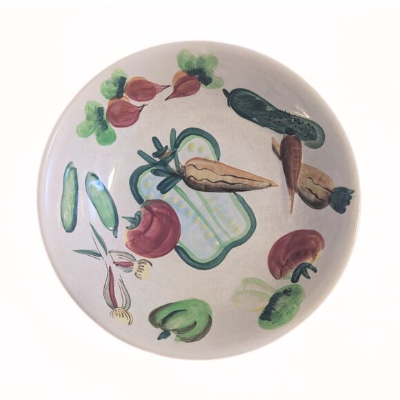 Vintage Hand Painted Ceramic Salad Serving Platter Veggie Relief Japan 11.5" - Picture 4 of 8
